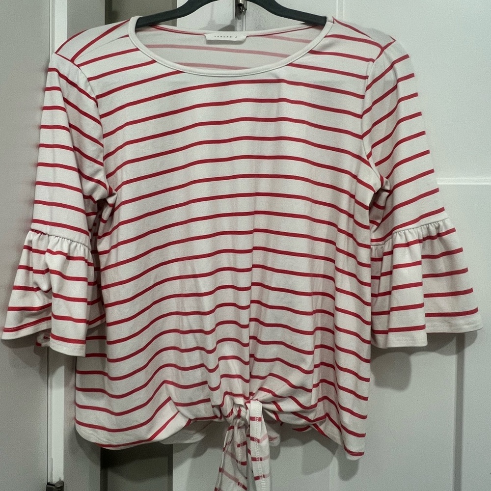Reborn J Red and White Striped Long Sleeve Top